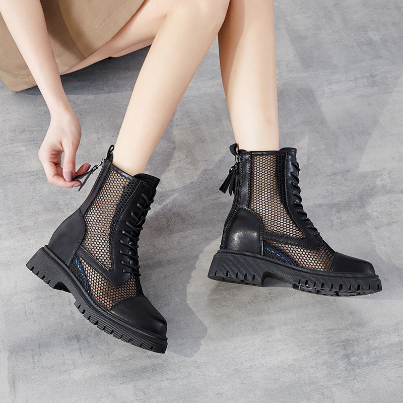 Thick Bottom Height Increasing Insole Small Fashion Martin Female Thick-soled Women's Leather Boots