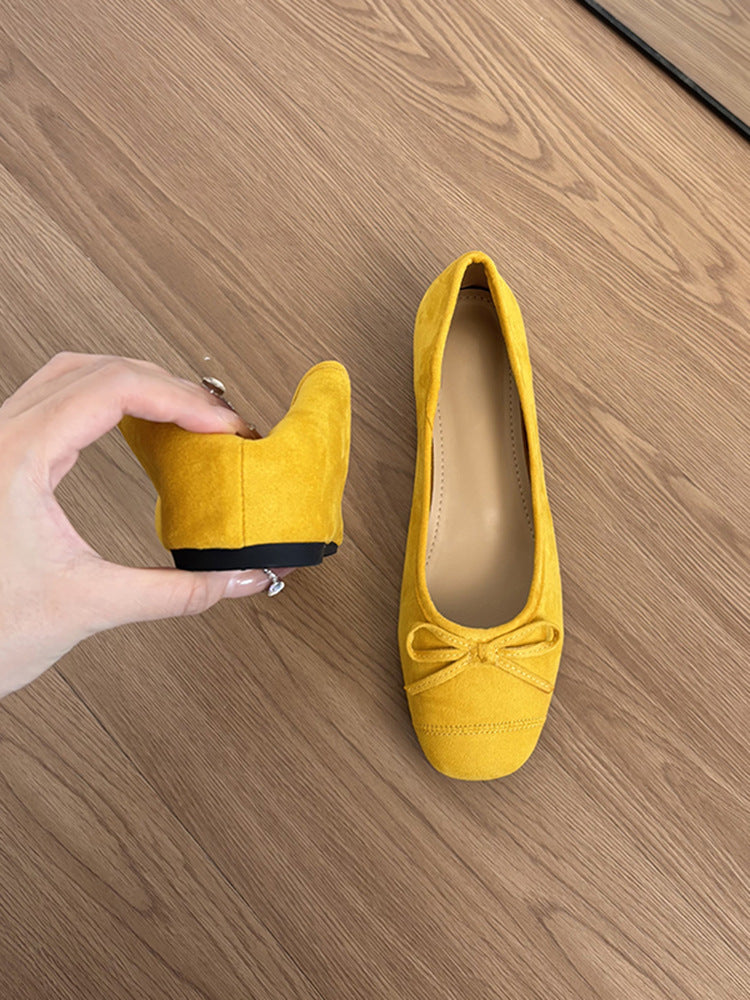 Women's & Men's Genuine French Style Yellow Thin Round Toe With Casual Shoes