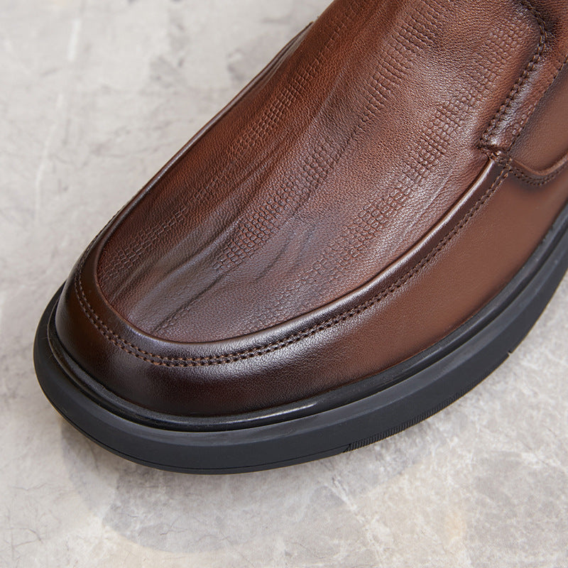 Men's Super Soft Top Layer Cowhide Embossed Leather Shoes
