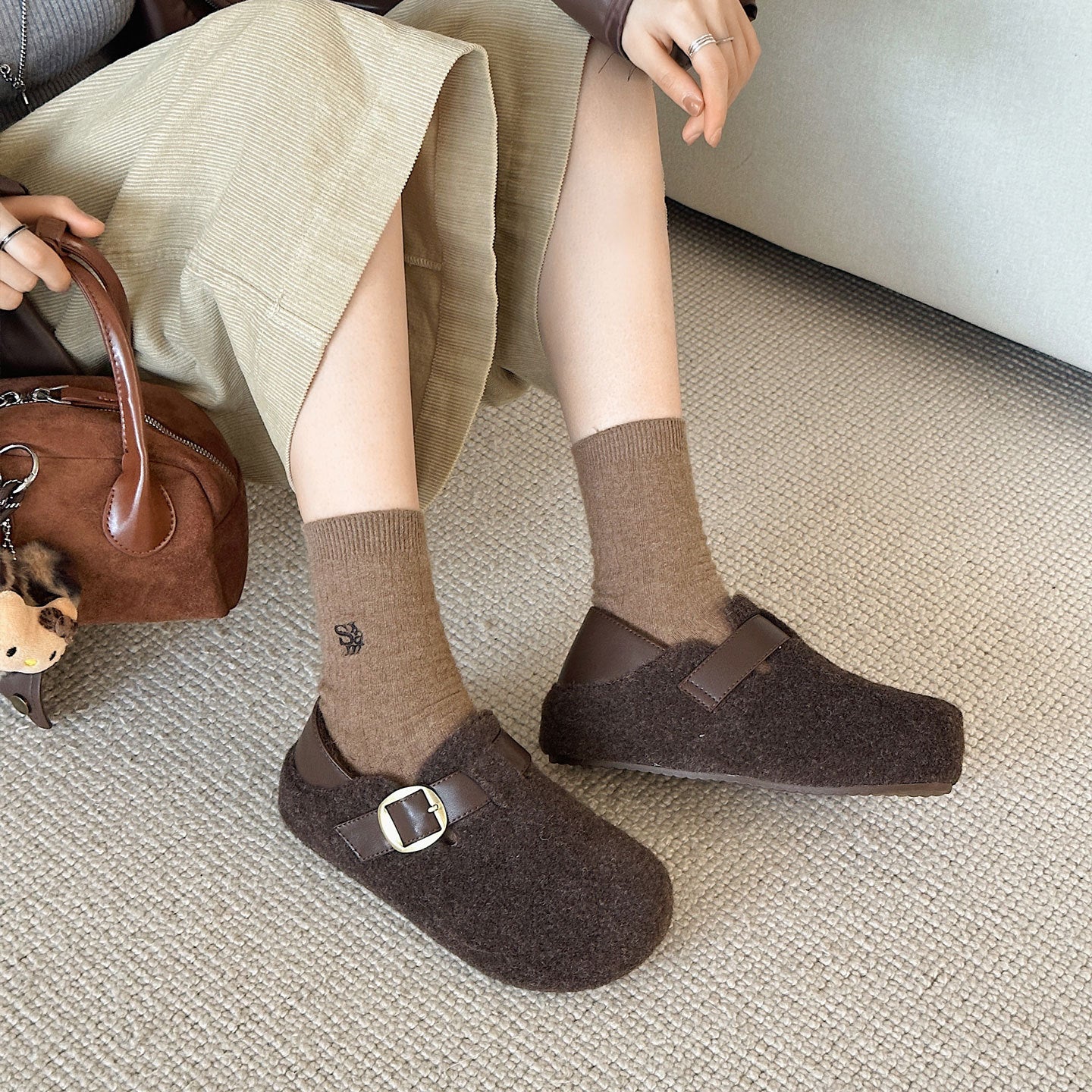 Women's Thick Bottom Height Increasing Insole Fleece-lined Women's Cotton Shoes