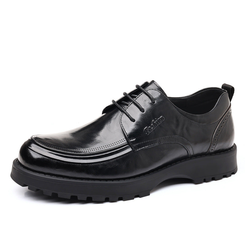 Men's First Layer Cowhide Genuine Business Pumps Lightweight Platform Light Leather Shoes