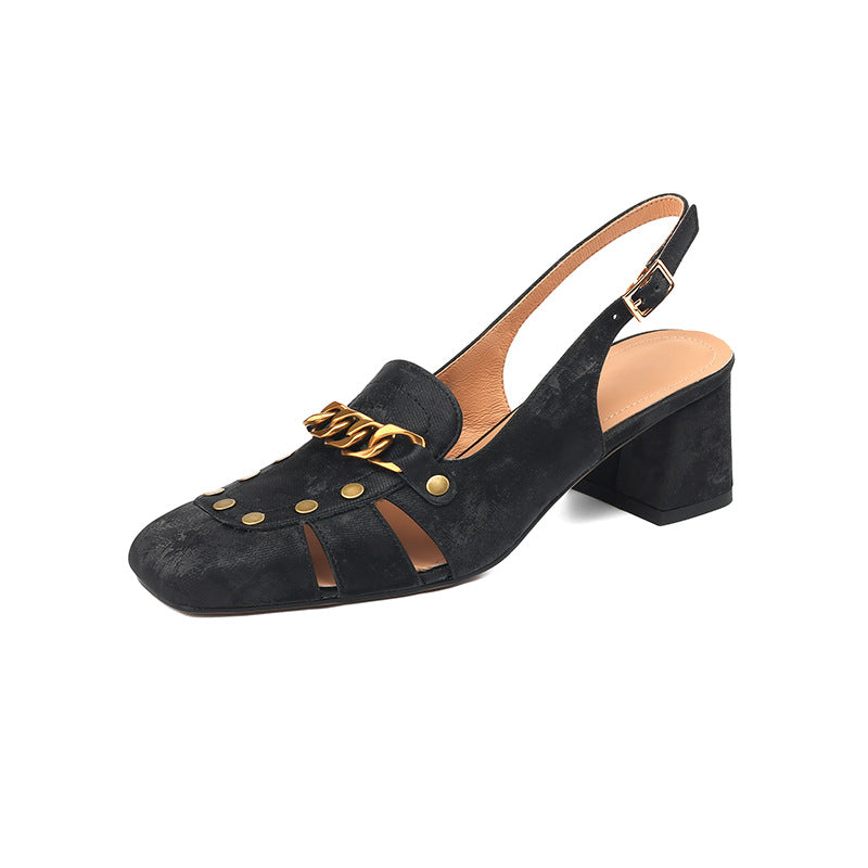 Women's Toe Chunky Back Open Pointed Low-cut High Women's Fashion Shoes