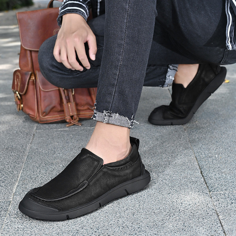 Men's Pedal Soft Bottom Lightweight Top Layer Leather Shoes