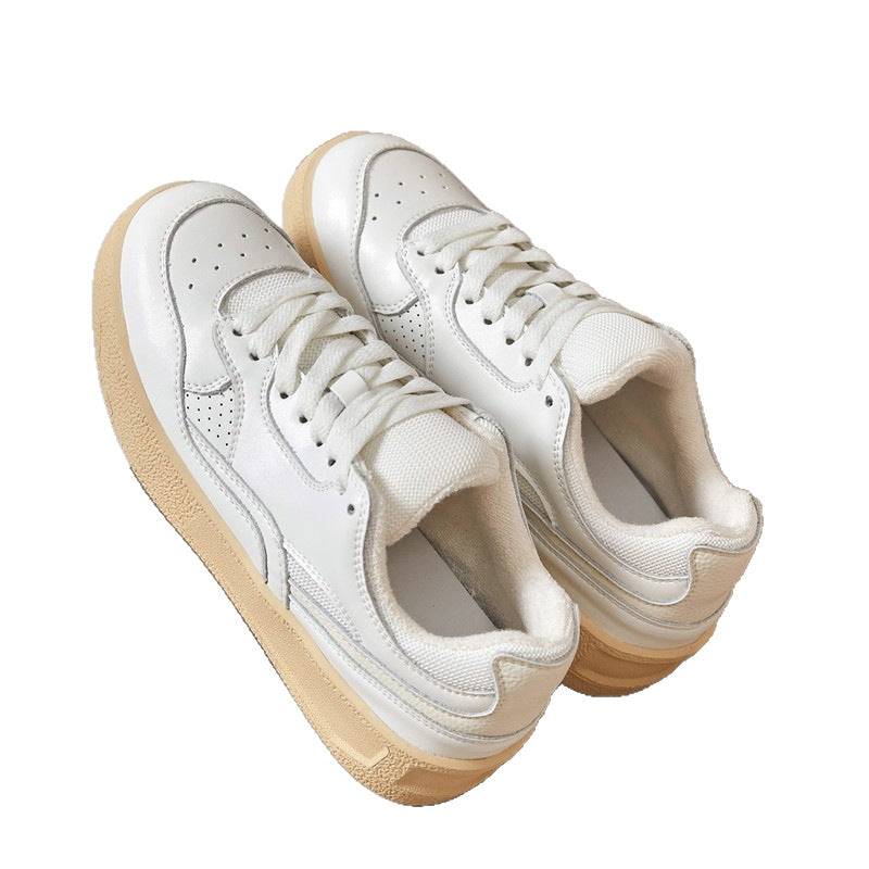 Women's Spring University Style Thick Bottom Fleece-lined Sports Sneakers