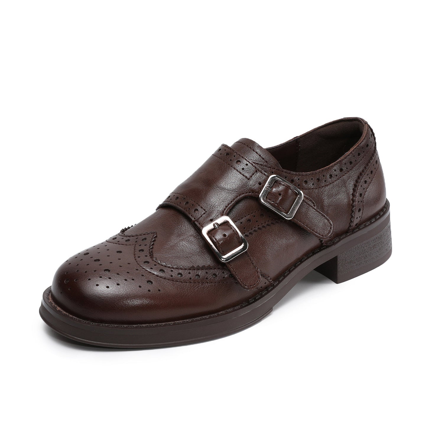Women's Hand-held Cowhide Handmade British Style Retro Distressed Carving Brogue Women's Casual Shoes