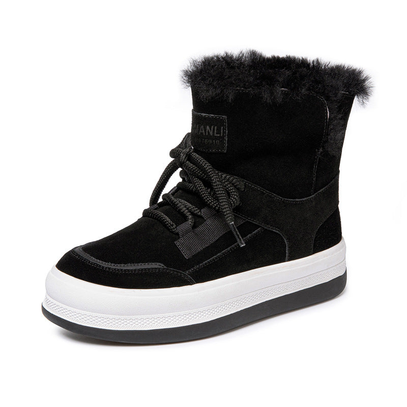 Women's Genuine Comfortable Wearable Trendy Natural Solid Color With Snow Boots