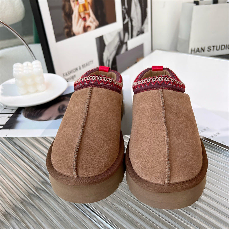 Women's Fur Integrated Ethnic Style Low-cut Platform Women's Shoes
