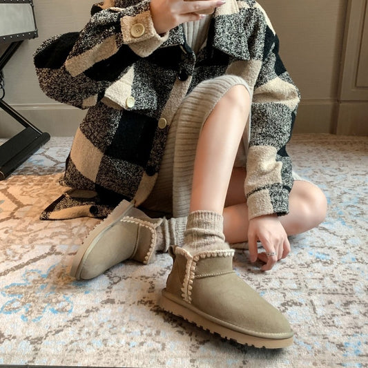 Women's Fur Integrated Warm Booties Genuine Cotton Snow Boots