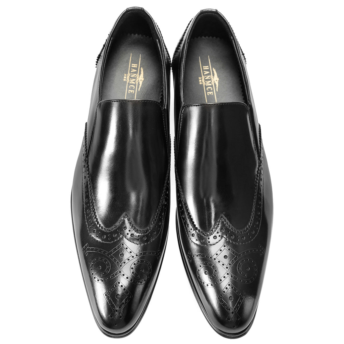Men's Pinched Dead Brogue Pointed Korean Style Leather Shoes
