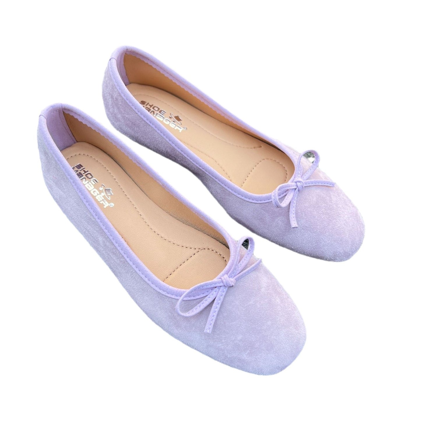 Women's Color Ballet Sheep Split Slip-on Bow Casual Shoes