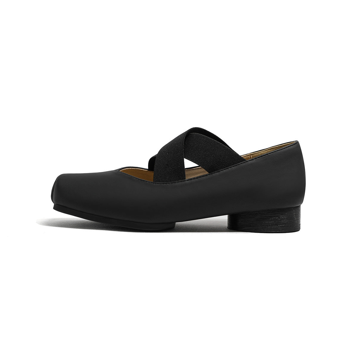 Women's Genuine Pig Nose Square Head French Heels