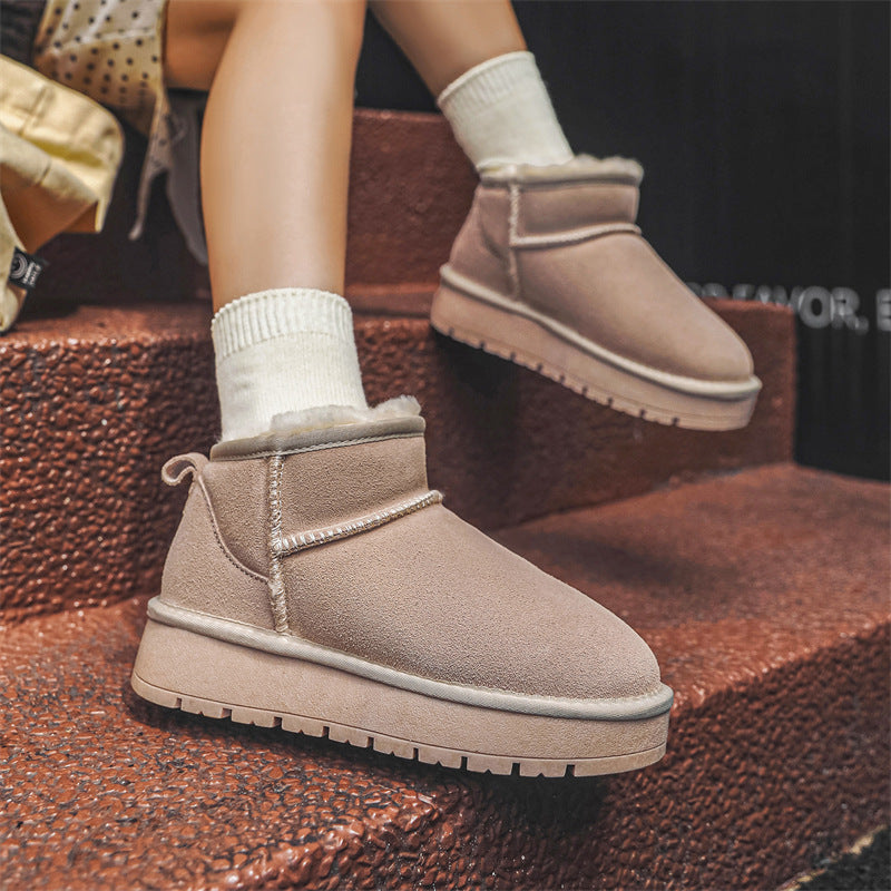 Women's Winter Thick-soled Sheepskin Fur Fleece Lined Snow Boots