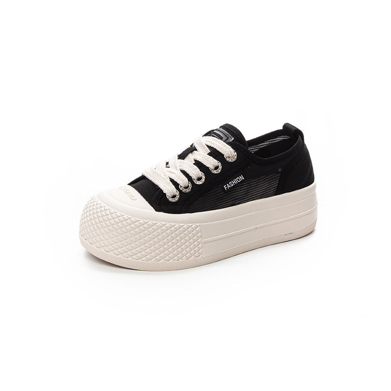 Women's Breathable Mesh Summer White Thick Bottom Height Women's Casual Shoes