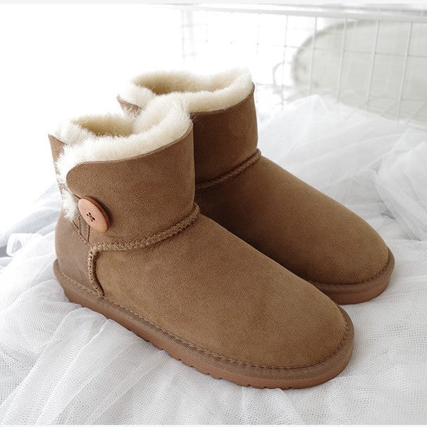 Women's Winter Warm Sheepskin Fur Short Thickening Snow Boots
