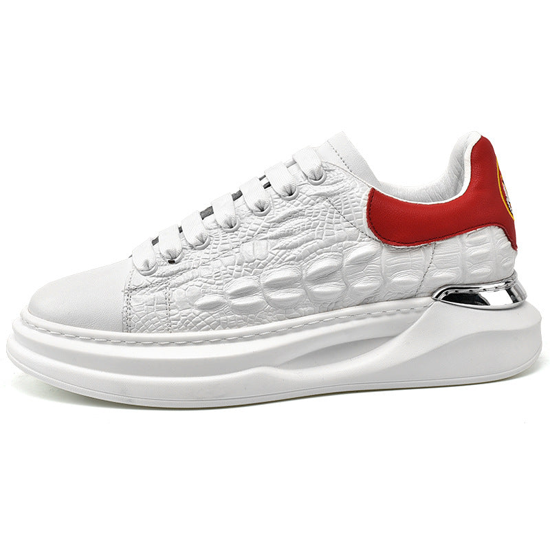Men's Tiger Limited Embroidered White Low-cut Platform Sneakers