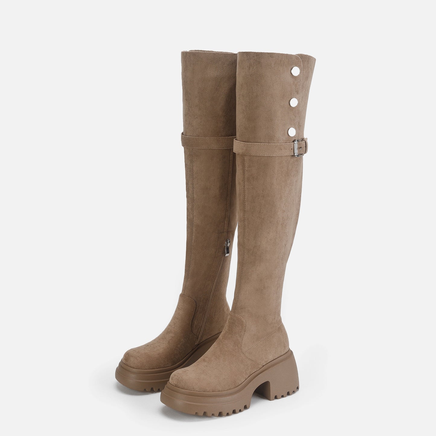 Women's Retro Western Cowboy Black Suede Over Boots