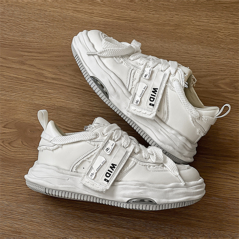 Black White Platform Height Increasing Dissoed Sneakers