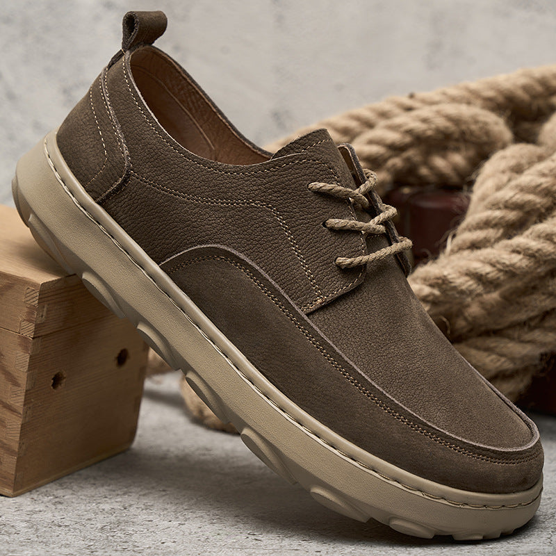 Men's Genuine Lace Up Pumps Breathable Soft Leather Shoes