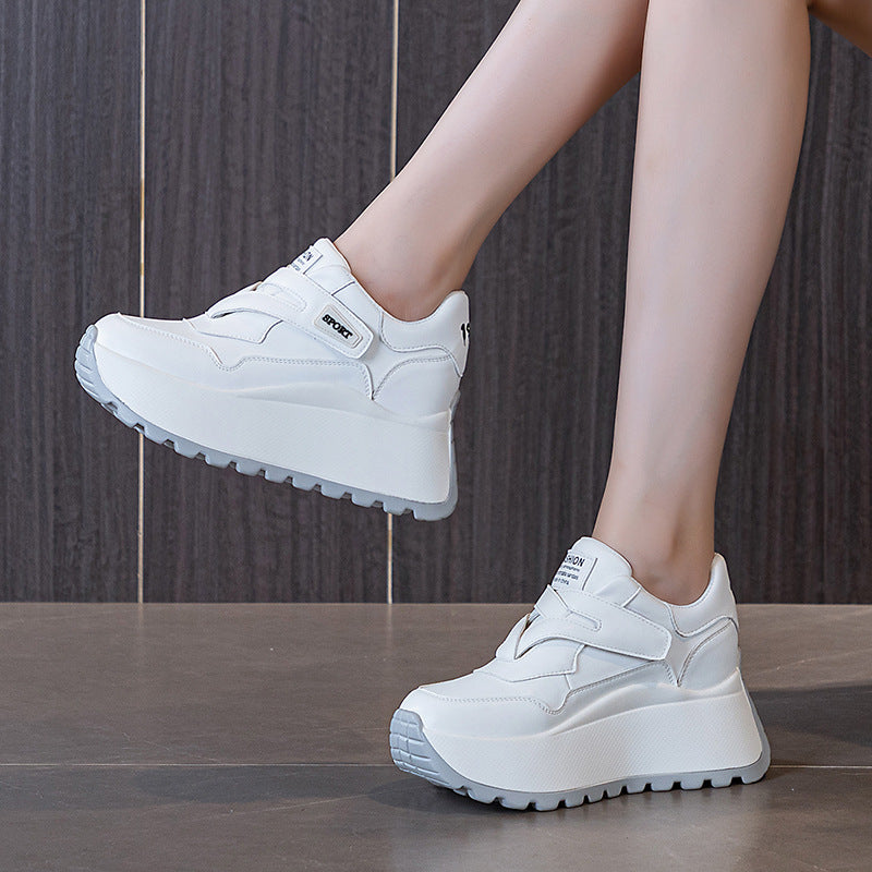 Women's Muffin Height Increasing Insole Velcro Round Sneakers