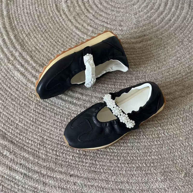 Women's Dong Pearl Ballet Velcro Height Increasing Women's Shoes