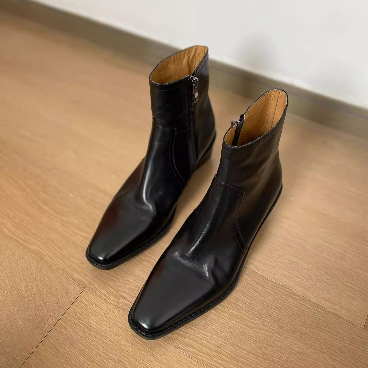 Women's Chelsea Chunky Trendy Pointed Martin Women's Leather Boots