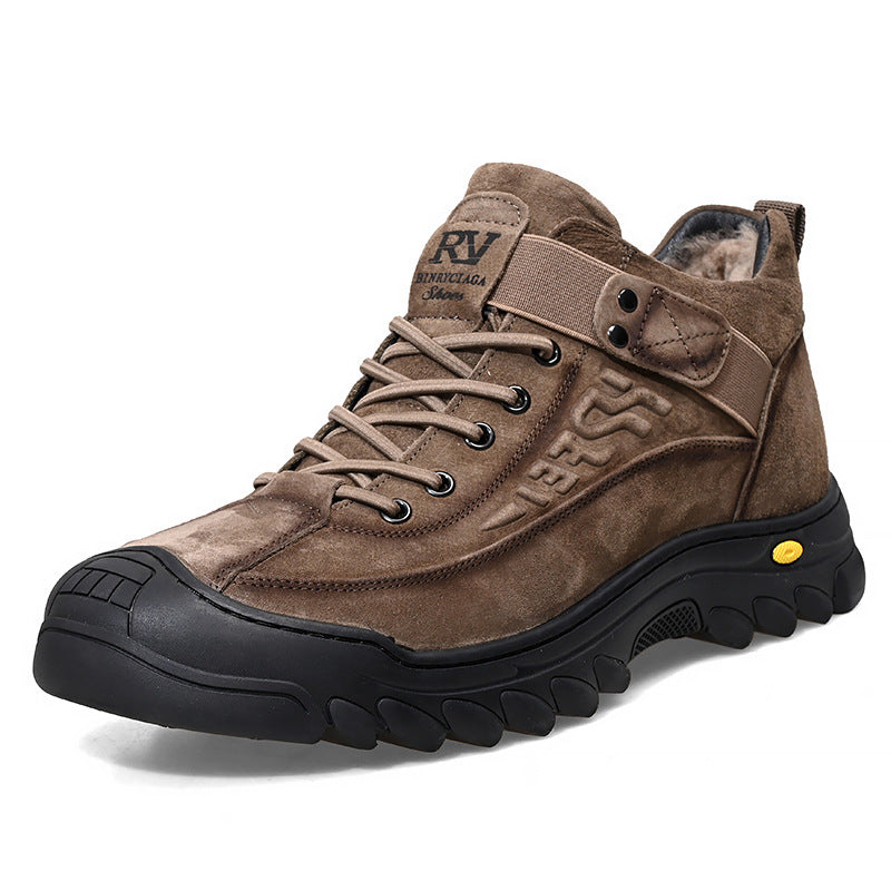 Men's Outdoor Fur Integrated Dad Cotton Thick-soled Snow Boots