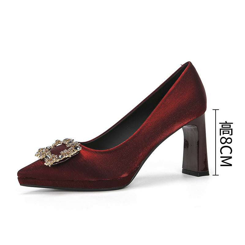 Women's High For Sexy Suede Bridesmaid Temperament French Style Not Women's Fashion Shoes