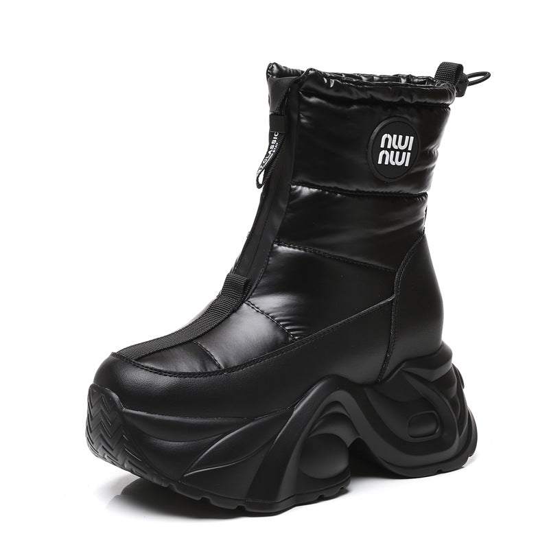 Thick Bottom Height Increasing Insole Fleece-lined Snow Boots