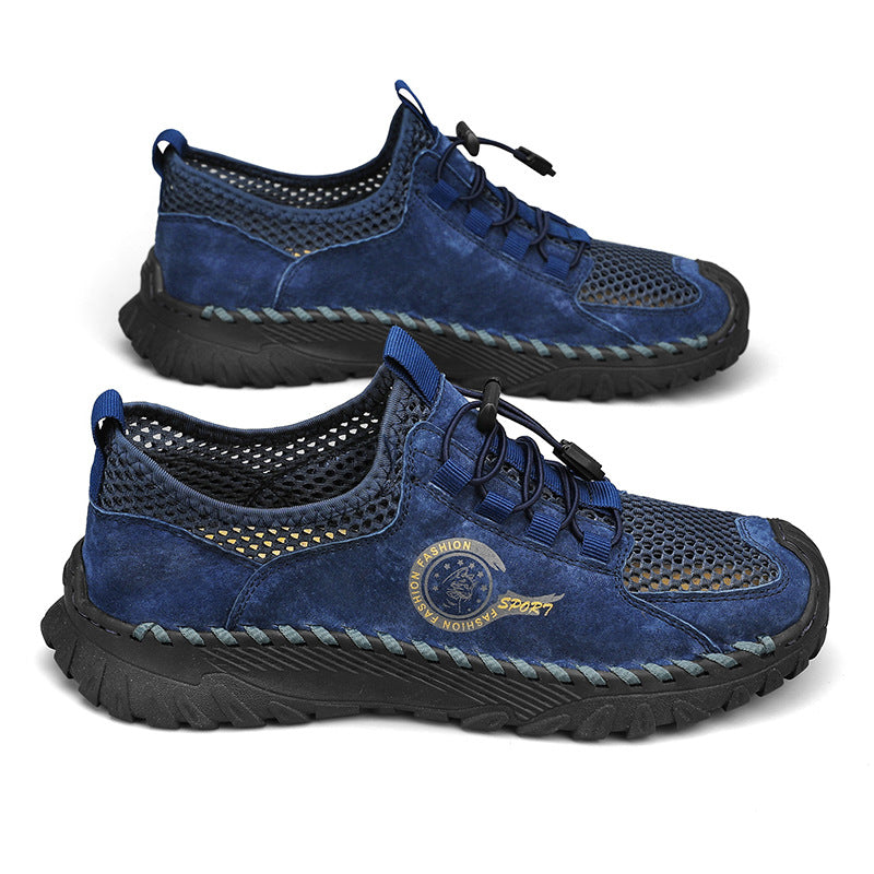 Men's Outdoor Sports Breathable Comfortable Pigskin Mesh Casual Shoes