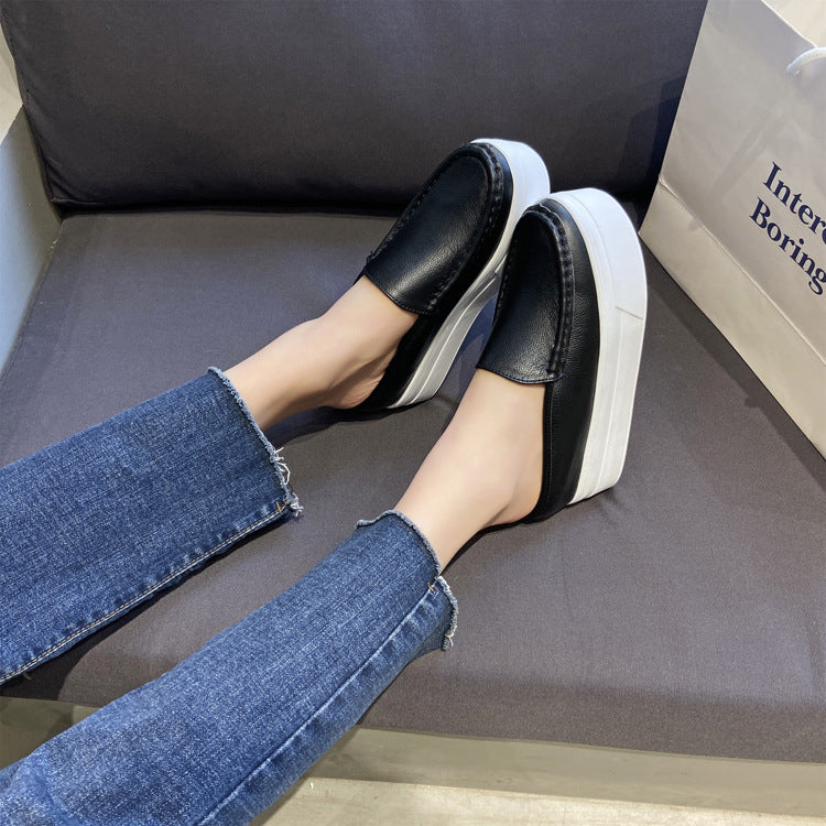 Women's Outdoor Platform Small Size Hidden White Slippers