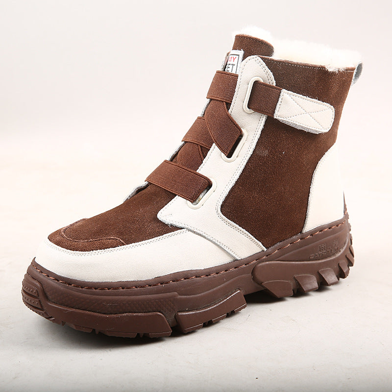 Women's Wool Short Sheep Fur Integrated Warm Snow Boots
