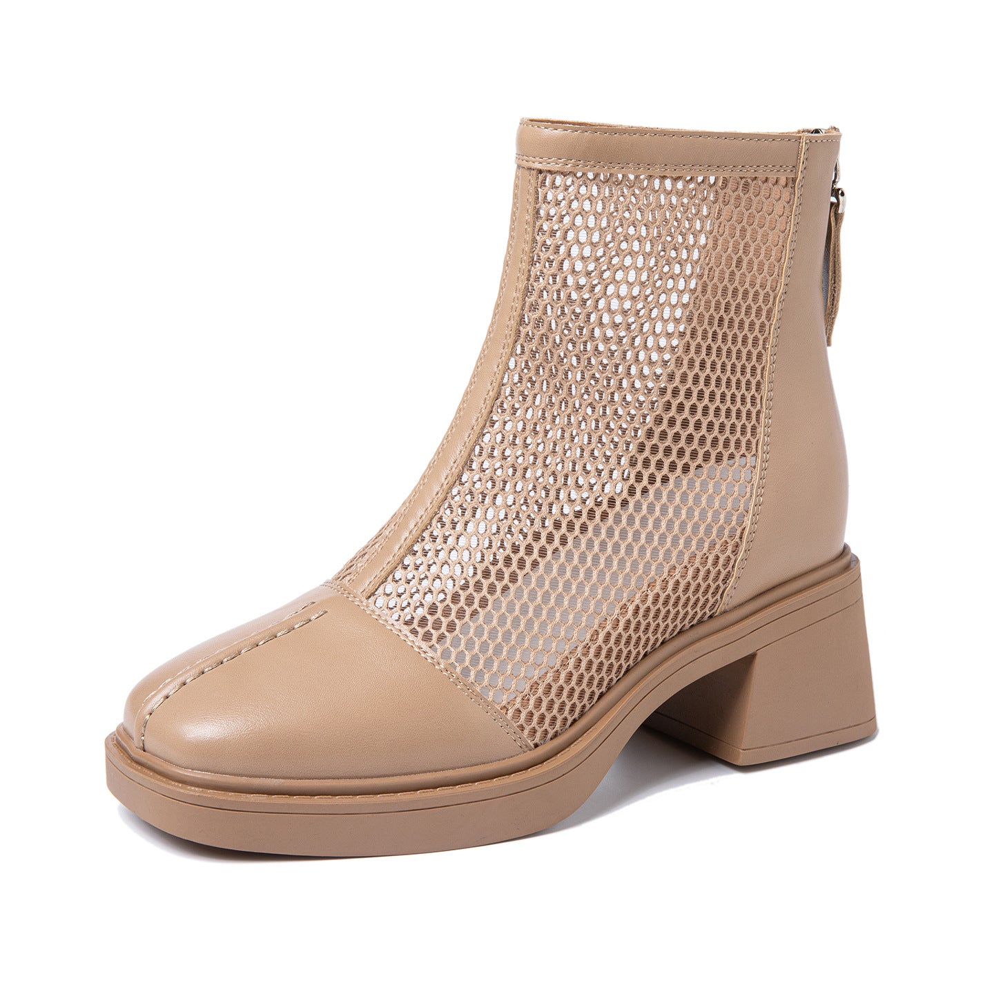 Women's Height Increasing Insole Small Hollow Mesh Surface Martin Breathable Women's Leather Boots
