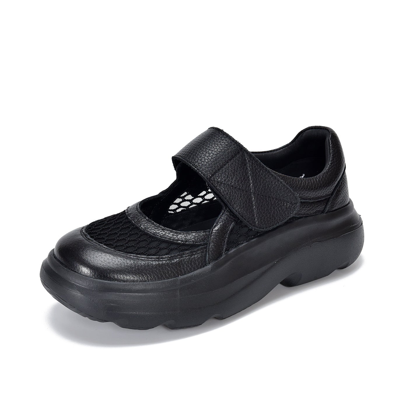 Women's Top Layer Cowhide Platform Sports Leisure Mary Jane Mesh Shallow Women's Casual Shoes