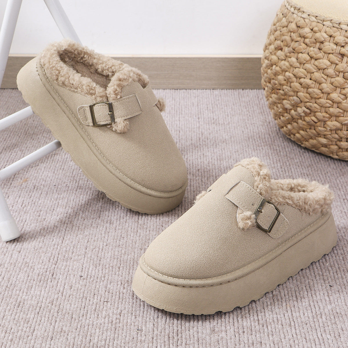 Women's Fashion Platform Plush Buckle Thermal Cotton Women's Shoes
