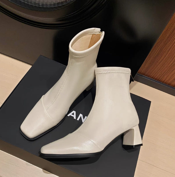 Women's Skinny Martin Temperament Western Style Square Heels