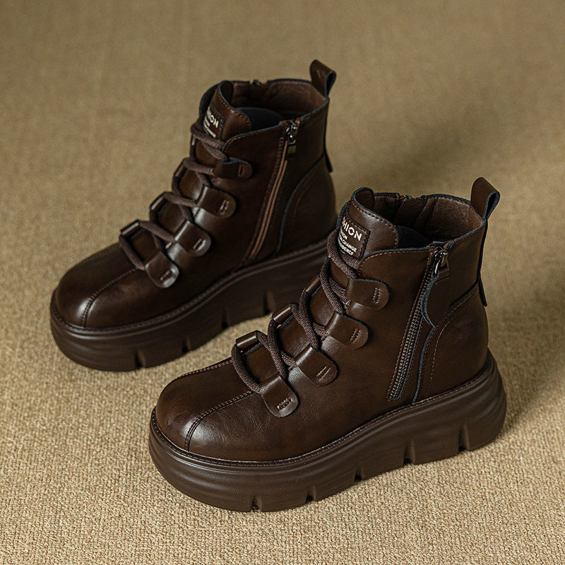 Women's Bottom Height Increasing Insole Side Zipper Comfortable Boots