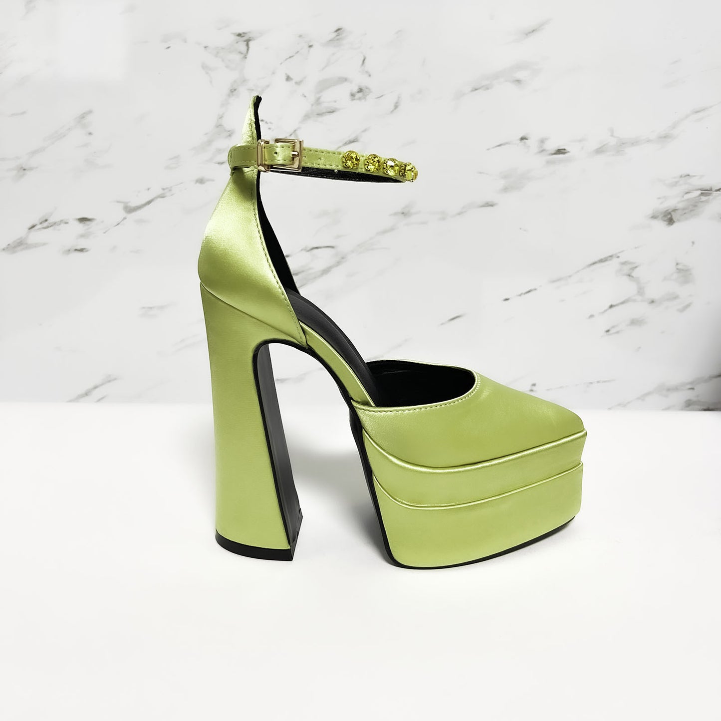 Color Rhinestone Waterproof Platform Thick Bottom Pointed Toe Female Women's Shoes