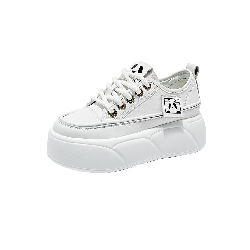 Women's & Men's Spring Height Increasing Insole White Platform Casual Shoes