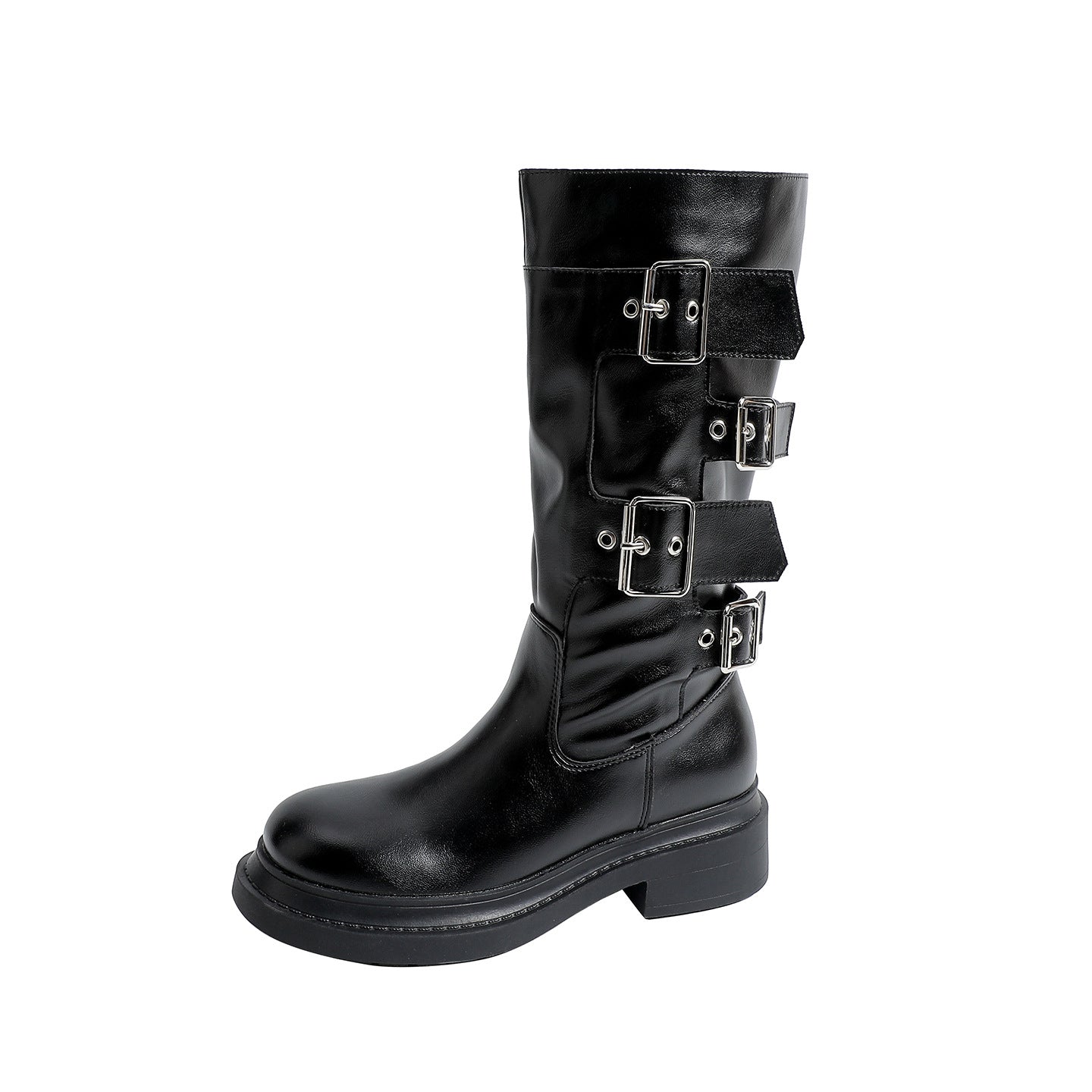 Women's Style Tube Knight Belt Buckle Thick Boots