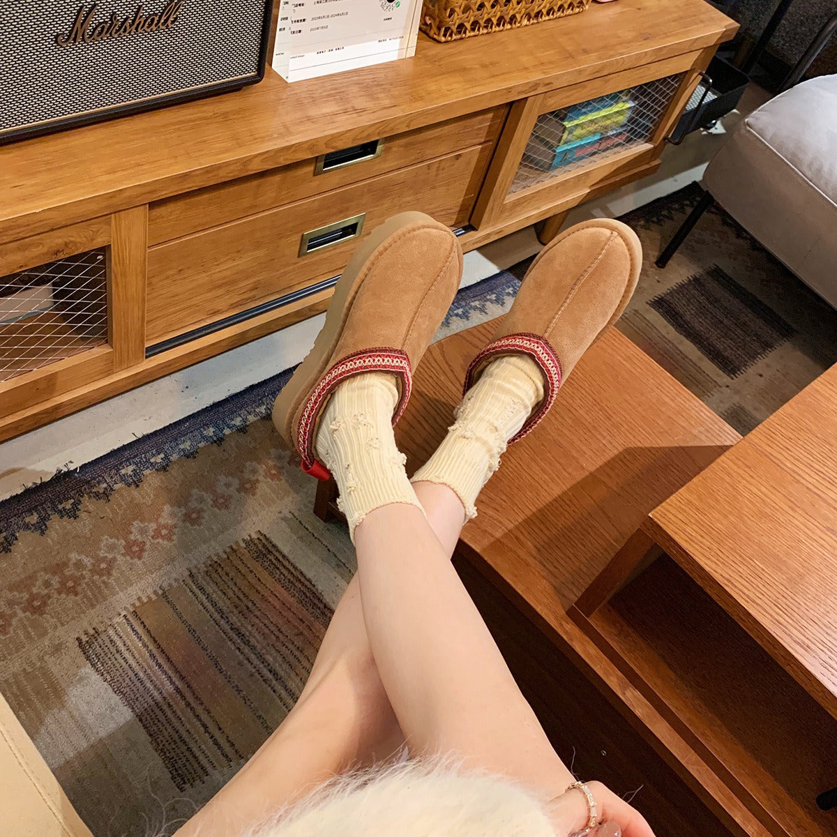 Women's With Fleece Lining Thick Furry Bottom Snow Boots