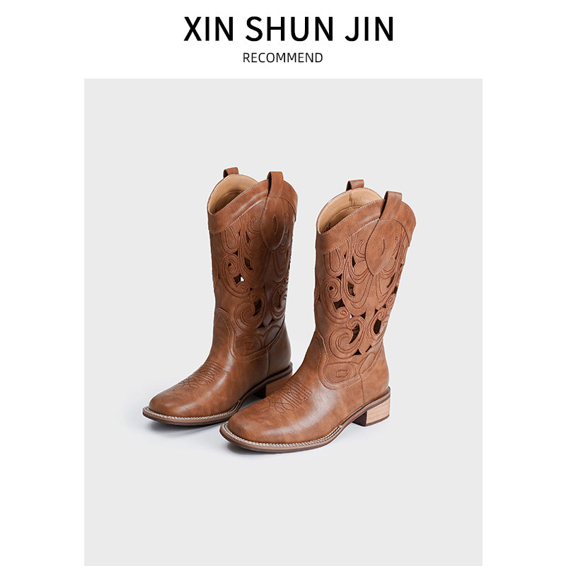 Out Western Cowboy Female Square Toe V Boots