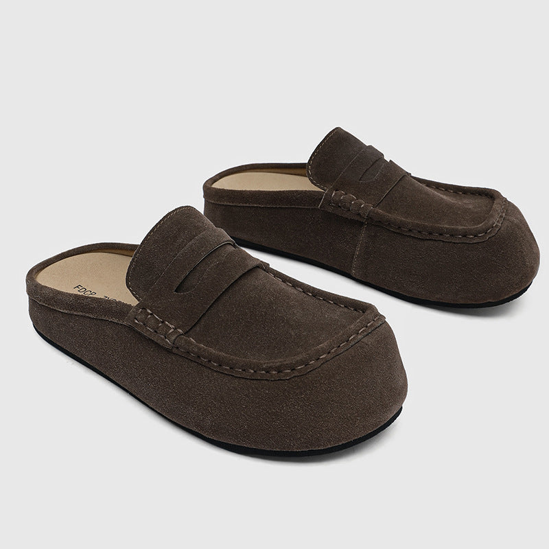 Trendy Platform Large Toe One Pedal Retro Easy Sandals