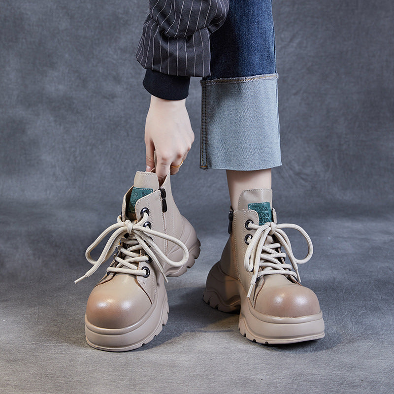 Women's Retro Ankle Thick-soled Big Toe British Martin First Boots