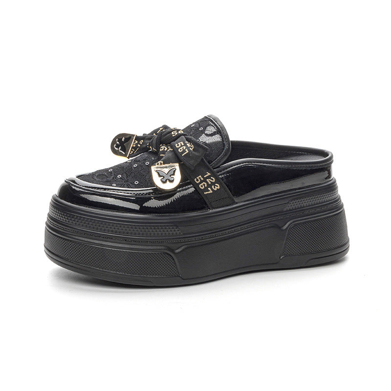Mirror Mesh Small Height Platform Increased Slippers