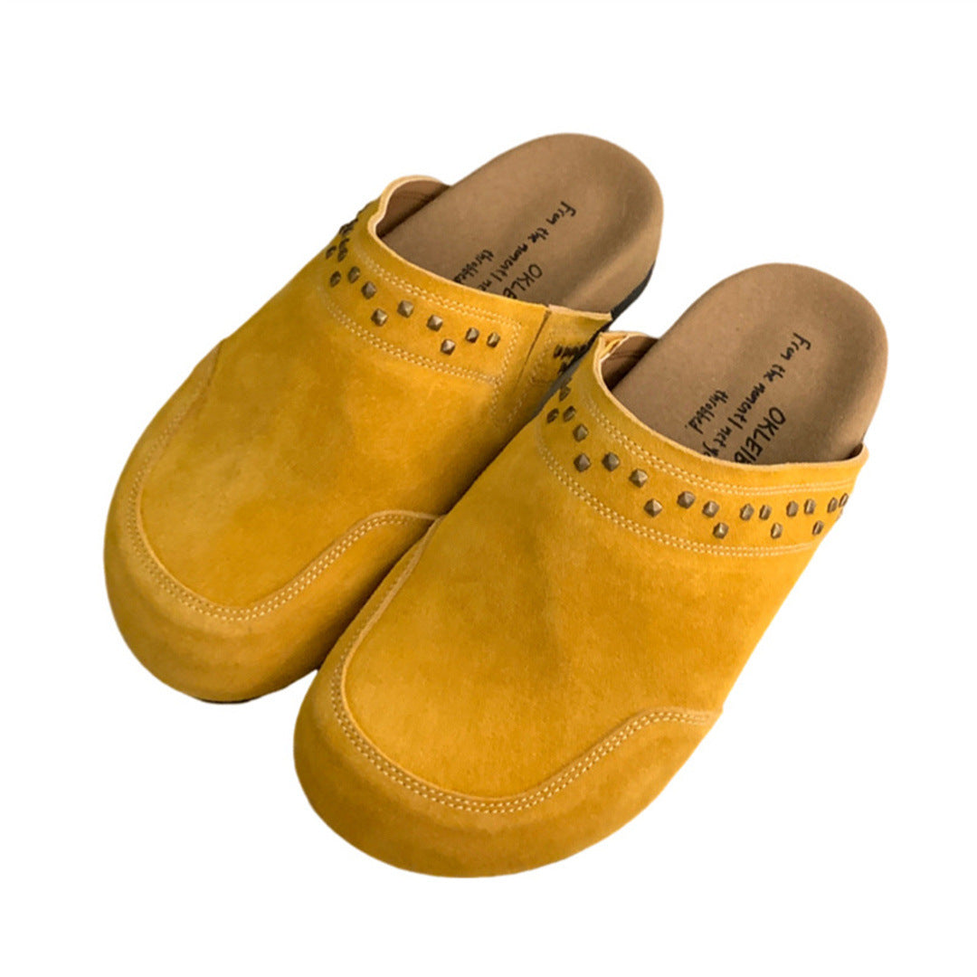 Ethnic Style Matte Thick Bottom Early Spring Outer Wear Closed Flat Slippers