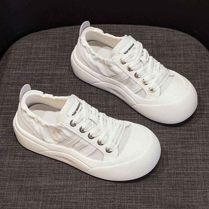 Women's Soft Bottom White Platform Portable Sports Sneakers