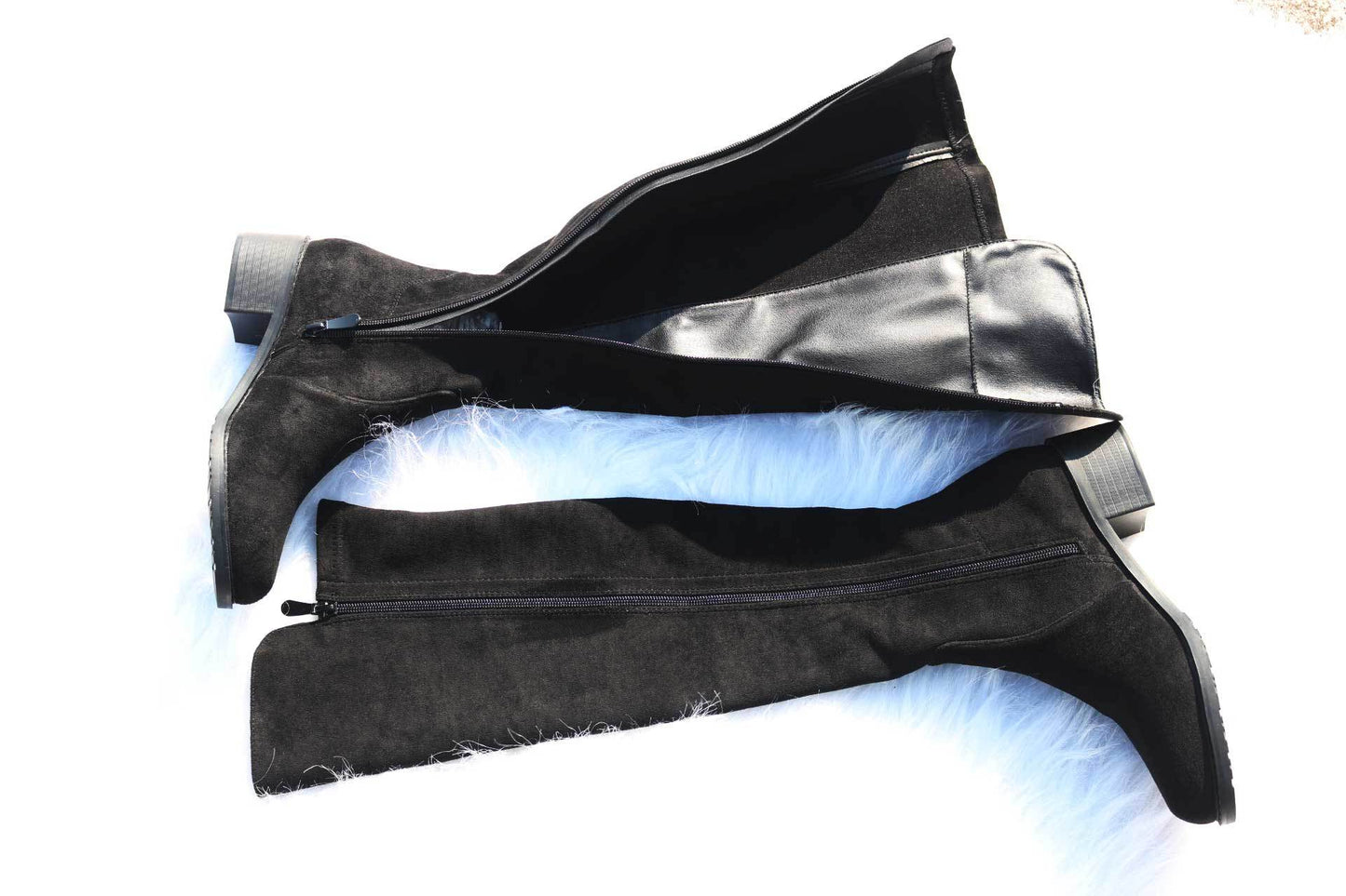 Women's British Stretch Thick Fleece-lined Zipper Over Women's Leather Boots