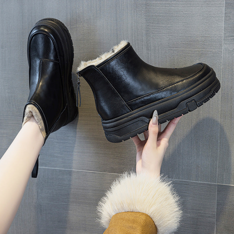 Women's Winter Fleece-lined Thickened Korean Style Warm Snow Boots