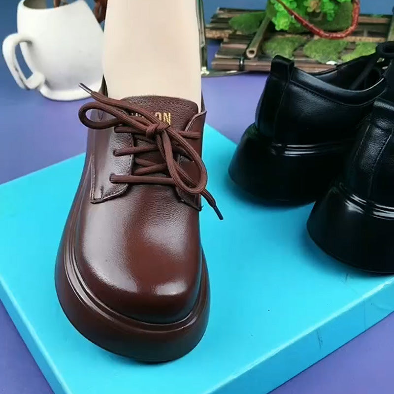 Women's Genuine Pumps Round Toe Platform Muffin Women's Casual Shoes