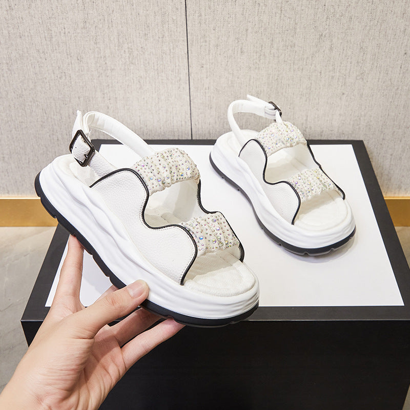 Women's Height Increasing Insole Platform White Dad Casual Shoes